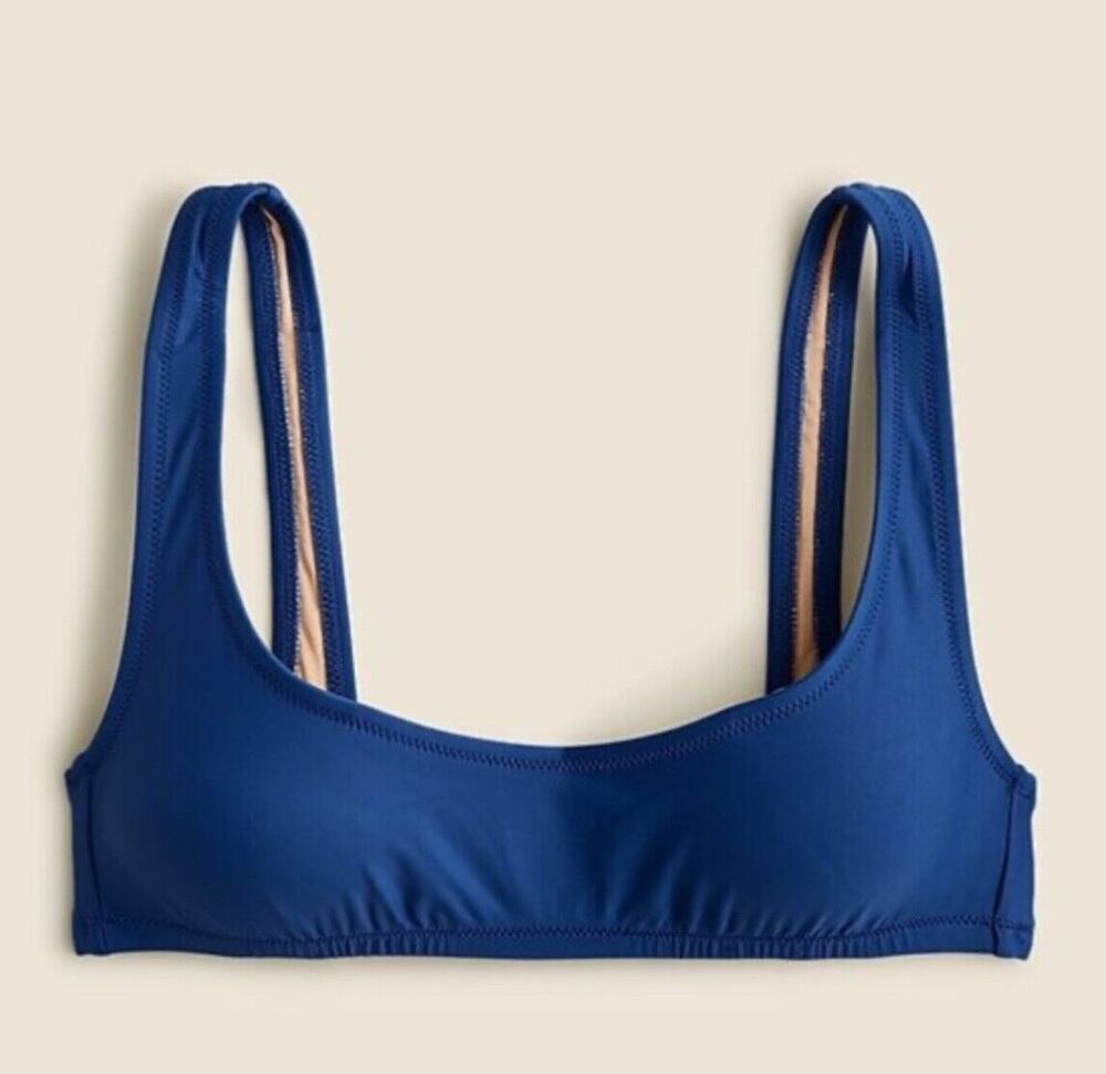 J. Crew Heritage Scoop Neck Bikini Top in Blue Size Large